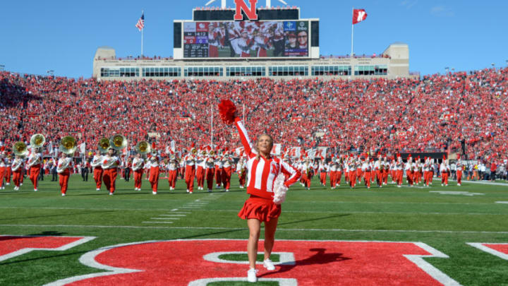 LINCOLN, NE - OCTOBER 5: A cheerleader for the Nebraska Cornhuskers performs before the game against the Northwestern Wildcats at Memorial Stadium on October 5, 2019 in Lincoln, Nebraska. (Photo by Steven Branscombe/Getty Images)