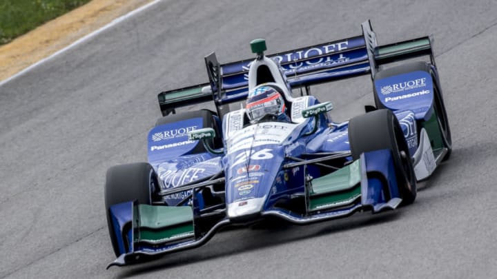 MANSFIELD, OH - JULY 28: Takuma Sato of Japan, drives the #26 Honda IndyCar on the track during practice for the Verizon IndyCar Series Honda Indy 200 at Mid-Ohio Sports Car Course on July 28, 2017 in Mansfield, Ohio. (Photo by Brian Cleary/Getty Images)