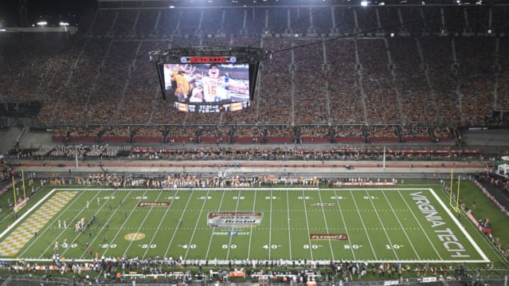 BRISTOL, TN - SEPTEMBER 10: A general view inside Bristol Motor Speedway during to the game between the Virginia Tech Hokies and the Tennessee Volunteers on September 10, 2016 in Bristol, Tennessee. Tennessee defeated Virginia Tech 45-24. (Photo by Michael Shroyer/Getty Images)