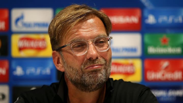 LIVERPOOL, ENGLAND - AUGUST 22: Manager Jurgen Klopp speaks to the media during the Liverpool FC Press Conference at Anfield on August 22, 2017 in Liverpool, England. (Photo by Jan Kruger/Getty Images)