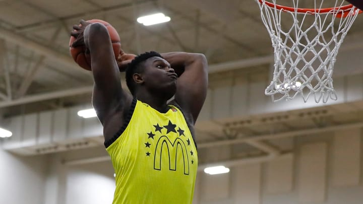 ATLANTA, GA – MARCH 26: Zion Williamson of Spartanburg Day School attempts a dunk. (Photo by Kevin C. Cox/Getty Images)