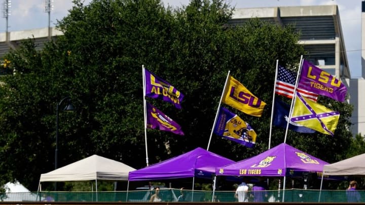 Sep 5, 2015; Baton Rouge, LA, USA; LSU Tigers fans tailgate before a game against the McNeese State Cowboys at Tiger Stadium. Mandatory Credit: Derick E. Hingle-USA TODAY Sports