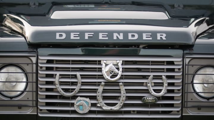 CHEPSTOW, WALES - DECEMBER 27: Horse shoes and motifs adorn a Land Rover Defender during the 2016 Coral Welsh Grand National at Chepstow Racecourse on December 27, 2016 in Chepstow, Wales. Traditionally, the Christmas holiday meets are often the busiest of the racing calendar for an industry, that the British Horseracing Authority estimates is worth over £3.45 billion annually to the national economy and responsible for 85,000 direct and indirect full-time jobs. (Photo by Matt Cardy/Getty Images)