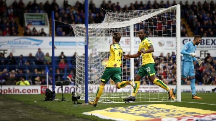 IPSWICH, ENGLAND - OCTOBER 22: James Maddison of Norwich City celebrates his goal during the Sky Bet Championship match between Ipswich Town and Norwich City at Portman Road on October 22, 2017 in Ipswich, England. (Photo by Stephen Pond/Getty Images)