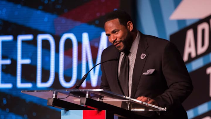 DETROIT, MI - MAY 17: Football Hall of Famer Jerome 'The Bus' Bettis speaks at Max M. & Marjorie S. Fisher Music Center during the 18th Annual Ford Freedom Award Event on May 17, 2016 in Detroit, Michigan. (Photo by Scott Legato/Getty Images)