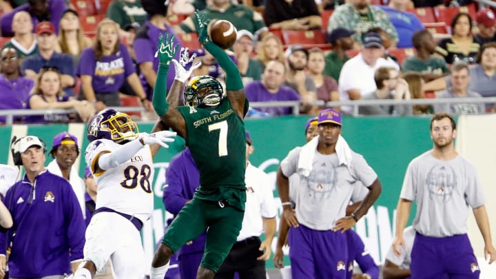 Auburn football could pursue underutilized East Carolina WR Ray Rose (Photo by Joseph Garnett Jr./Getty Images)