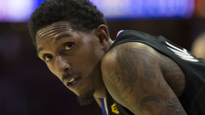PHILADELPHIA, PA - NOVEMBER 1: Lou Williams #23 of the LA Clippers looks on in the fourth quarter against the Philadelphia 76ers at the Wells Fargo Center on November 1, 2018 in Philadelphia, Pennsylvania. The 76ers defeated the Clippers 122-113. NOTE TO USER: User expressly acknowledges and agrees that, by downloading and or using this photograph, User is consenting to the terms and conditions of the Getty Images License Agreement. (Photo by Mitchell Leff/Getty Images)