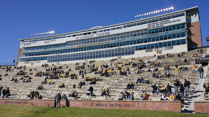Nov 28, 2020; Columbia, Missouri, USA; A general view of the socially distanced fan seating before the game between the Missouri Tigers and Vanderbilt Commodores at Faurot Field at Memorial Stadium. Mandatory Credit: Denny Medley-USA TODAY Sports