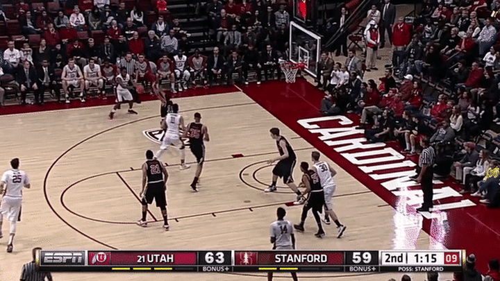 Utah @ Stanford - Poeltl defensive rebound, strong hands/two hands always on rebounds
