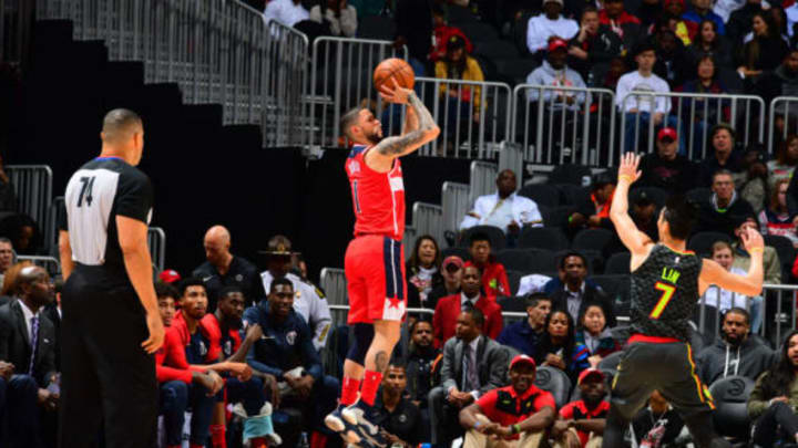 ATLANTA, GA – DECEMBER 5: Austin Rivers #1 of the Washington Wizards shoots the ball against the Atlanta Hawks on December 5, 2018 at State Farm Arena in Atlanta, Georgia. NOTE TO USER: User expressly acknowledges and agrees that, by downloading and/or using this Photograph, user is consenting to the terms and conditions of the Getty Images License Agreement. Mandatory Copyright Notice: Copyright 2018 NBAE (Photo by Scott Cunningham/NBAE via Getty Images)