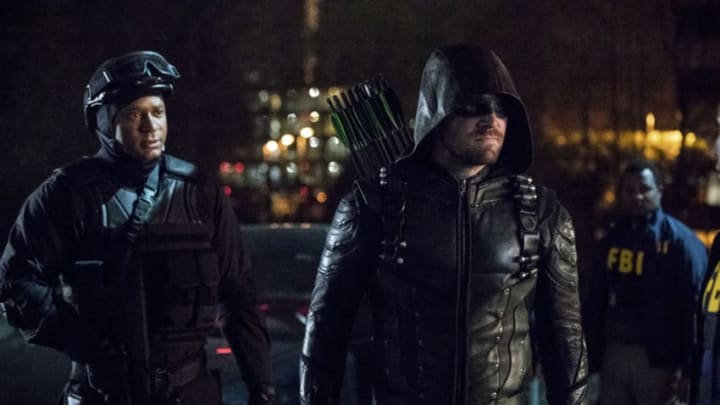 Arrow -- "Life Sentence" -- Image Number: AR623a_0219.jpg -- Pictured (L-R): David Ramsey as John Diggle/Spartan and Stephen Amell as Oliver Queen/Green Arrow -- Photo: Jack Rowand/The CW -- ÃÂ© The CW Network, LLC. All rights reserved.