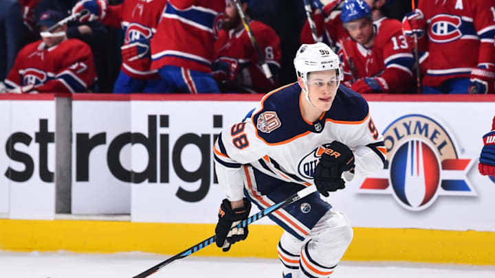 MONTREAL, QC – FEBRUARY 03: Jesse Puljujarvi #98 of the Edmonton Oilers skates against the Montreal Canadiens during the NHL game at the Bell Centre on February 3, 2019 in Montreal, Quebec, Canada. The Montreal Canadiens defeated the Edmonton Oilers 4-3 in overtime. (Photo by Minas Panagiotakis/Getty Images)