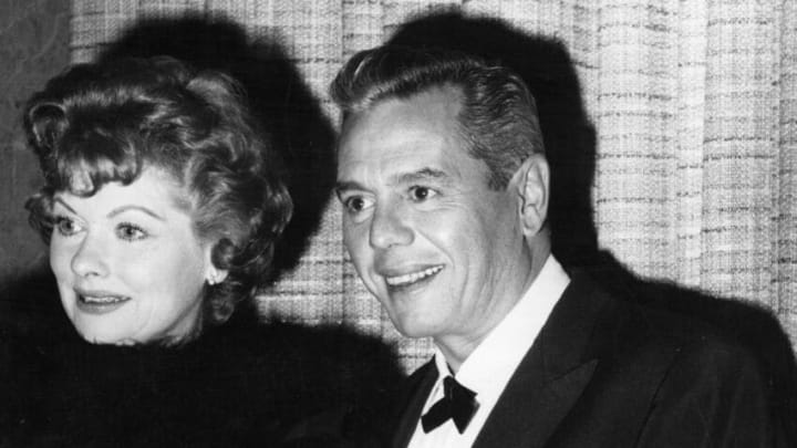 circa 1955: American actress Lucille Ball (1911 - 1989) with her Cuban husband and co-star of the popular TV show 'I Love Lucy', Desi Arnaz (1917 - 1986). The celebrity couple set up the Desilu Studios together. (Photo by Keystone/Getty Images)