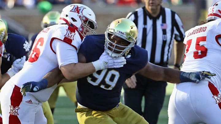 SOUTH BEND, IN - SEPTEMBER 30: Jerry Tillery