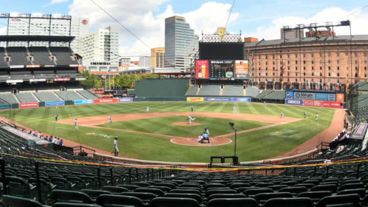 BALTIMORE, MD - AUGUST 02: General view during a baseball game between the Baltimore Orioles and the Tampa Bay Rays on August 2, 2020 at Oriole Park at Camden Yards in Baltimore, Maryland. (Photo by Mitchell Layton/Getty Images)