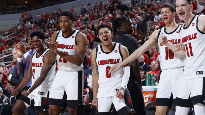 LOUISVILLE, KY – FEBRUARY 19: Louisville Cardinals players react from the bench (Photo by Joe Robbins/Getty Images)