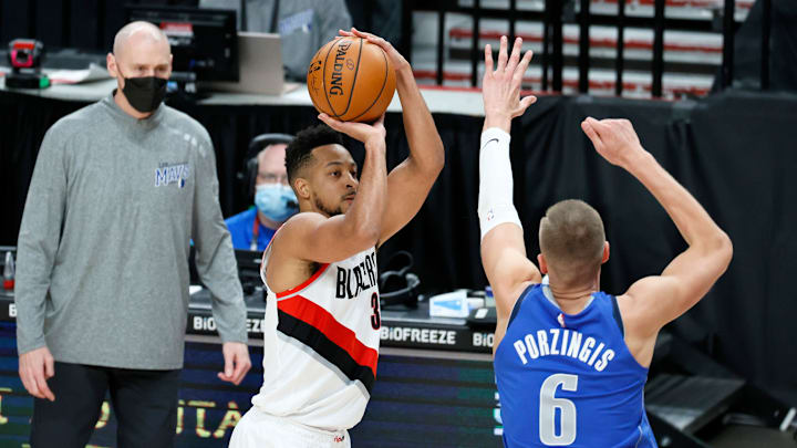 CJ McCollum, Kristaps Porzingis, Portland Trail Blazers, Dallas Mavericks