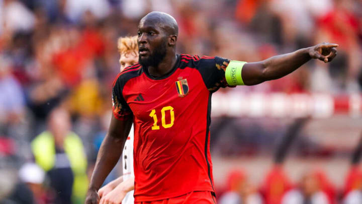 BRUSSELS, BELGIUM - JUNE 17: Romelu Lukaku of Belgium coaches his teammates during the Group D - UEFA EURO 2024 Qualifying Round match between Belgium and Austria at the King Baudouin Stadium on June 17, 2023 in Brussels, Belgium (Photo by Joris Verwijst/BSR Agency/Getty Images)