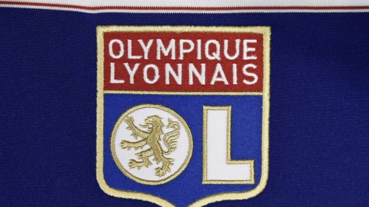 A photo taken on August 6, 2015 in Paris, shows a partial view of the new jersey of the Lyon (OL) football team. AFP PHOTO / FRANCK FIFE / AFP / FRANCK FIFE (Photo credit should read FRANCK FIFE/AFP via Getty Images)