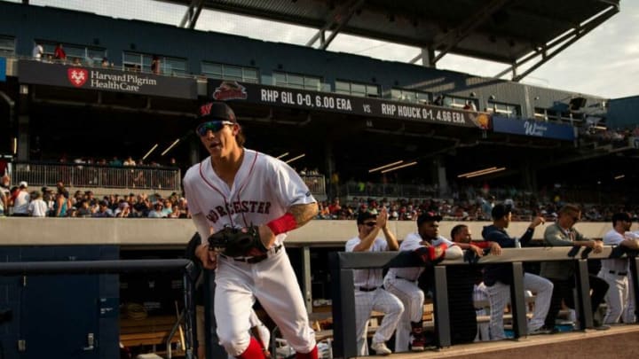 WORCESTER - Jarren Duran takes the field ahead of the WooSox game against Scranton on Tuesday, June 29, 2021.Spt Woosox 629 4