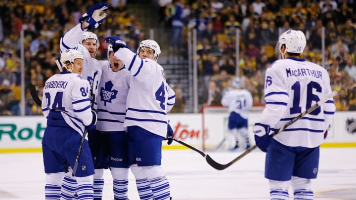 BOSTON, MA – MAY 13: Cody Franson #4 of the Toronto Maple Leafs  (Photo by Jared Wickerham/Getty Images)