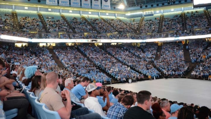 Apr 4, 2016; Chapel Hill,NC, USA; A general overview of the Dean E. Smith Center during a watch party for the NCAA final. Mandatory Credit: Rob Kinnan-USA TODAY Sports