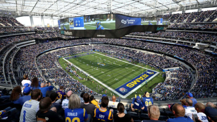 INGLEWOOD, CALIFORNIA - OCTOBER 24: A general view of the field during the first quarter of the game between the Los Angeles Rams and the Detroit Lions at SoFi Stadium on October 24, 2021 in Inglewood, California. (Photo by Katelyn Mulcahy/Getty Images)