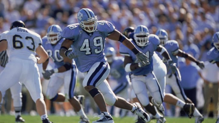 Defensive End Julius Peppers #49 of the North Carolina (UNC) Tar Heels (Craig Jones /Allsport)