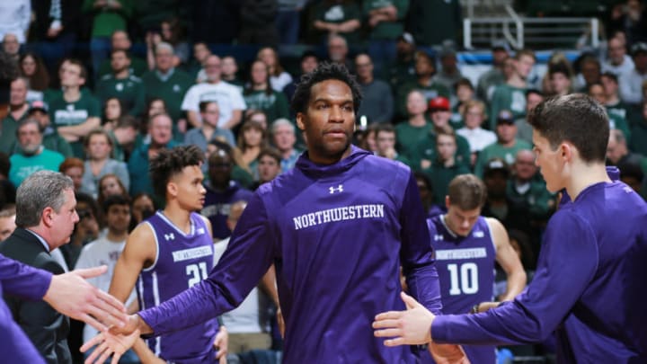 EAST LANSING, MI - JANUARY 02: Vic Law #4 of the Northwestern Wildcats during pregame introductions before the game against the Michigan State Spartans at Breslin Center on January 2, 2019 in East Lansing, Michigan. (Photo by Rey Del Rio/Getty Images)