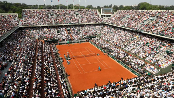 PARIS, FRANCE - JUNE 10: A general view inside Court Phillipe Chatrier during the mens singles final between Rafael Nadal of Spain and Dominic Thiem of Austria during day fifteen of the 2018 French Open at Roland Garros on June 10, 2018 in Paris, France. (Photo by Matthew Stockman/Getty Images)
