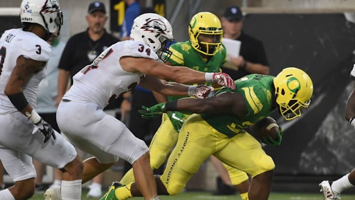 EUGENE, OR - SEPTEMBER 02: Running back Royce Freeman