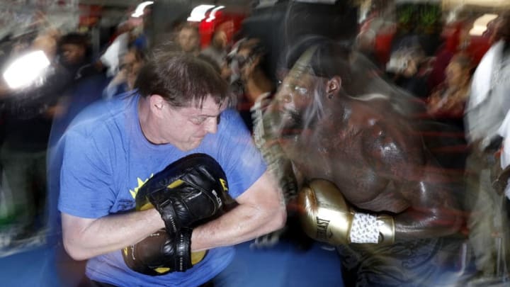 Deontay Wilder and Jay Deas during a media work out. (Photo by Michael Owens/Getty Images)