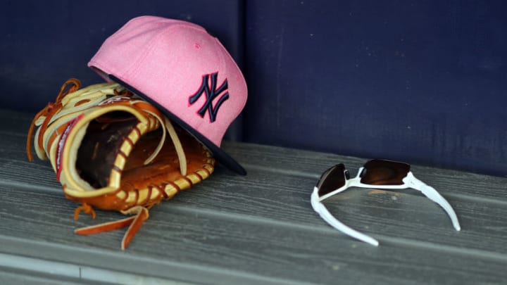 NEW YORK, NY - MAY 13: A Yankees hat is seen in the dugout during a game between the Oakland Athletics and the New York Yankees at Yankee Stadium on Sunday, May 13, 2018 in the Bronx borough of New York City. (Photo by Alex Trautwig/MLB Photos via Getty Images)