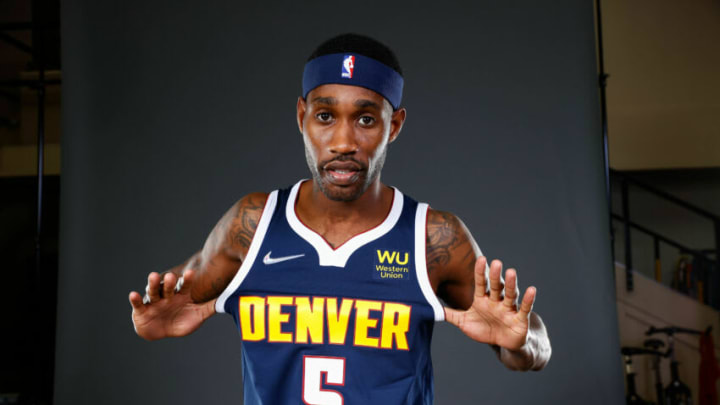 Denver Nuggets player Will Barton (5) poses for a photo during media day at Ball Arena on 27 Sept. 2021. (Isaiah J. Downing-USA TODAY Sports)