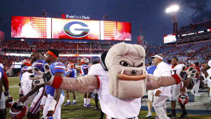 JACKSONVILLE, FL – OCTOBER 28: Georgia Bulldogs mascot (Photo by Joe Robbins/Getty Images)