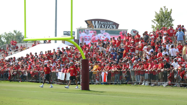 Kansas City Chiefs fans line the sidelines (Photo by Scott Winters/Icon Sportswire via Getty Images)
