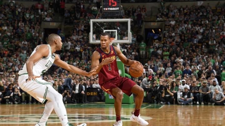 BOSTON, MA – MAY 15: Rodney Hood #1 of the Cleveland Cavaliers handles the ball against the Boston Celtics in Game Two of the Eastern Conference Finals during the 2018 NBA Playoffs on May 15, 2018 at the TD Garden in Boston, Massachusetts. NOTE TO USER: User expressly acknowledges and agrees that, by downloading and/or using this photograph, user is consenting to the terms and conditions of the Getty Images License Agreement. Mandatory Copyright Notice: Copyright 2018 NBAE (Photo by Brian Babineau/NBAE via Getty Images)