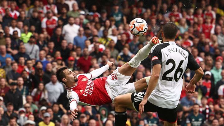 Fabio Vieira helped turn the tide against Fulham. (Photo by HENRY NICHOLLS/AFP via Getty Images)