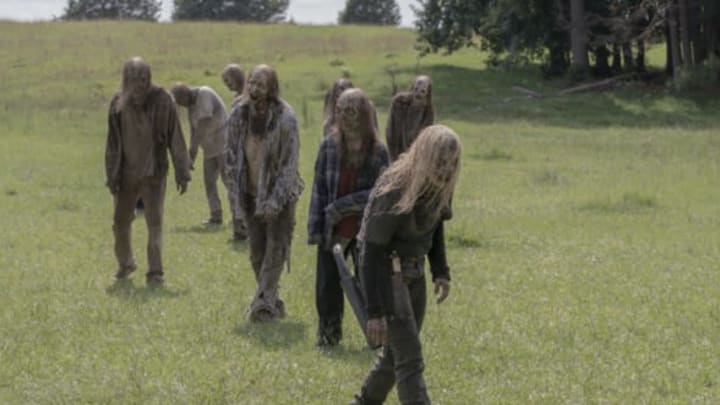 Samantha Morton as Alpha, Thora Birch as Gamma - The Walking Dead _ Season 10, Episode 2 - Photo Credit: Jace Downs/AMC