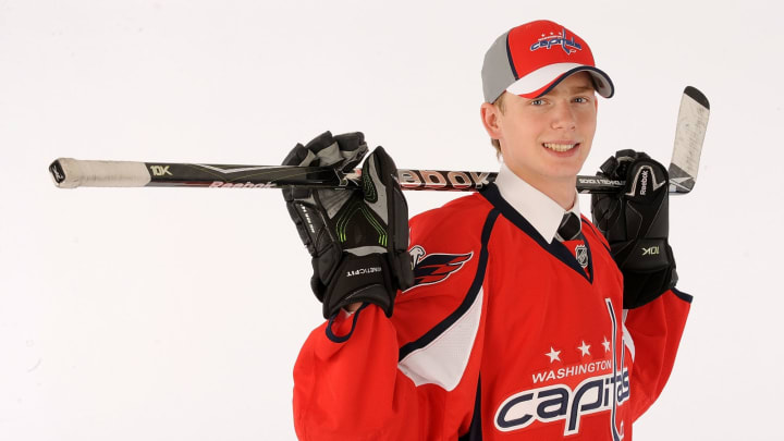LOS ANGELES, CA – JUNE 25: Evgeny Kuznetsov, drafted 26th overall by the Washington Capitals, poses during the 2010 NHL Entry Draft at Staples Center on June 25, 2010 in Los Angeles, California. (Photo by Noah Graham/NHLI via Getty Images)