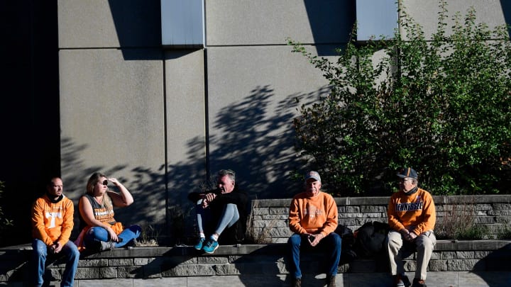 Tennessee fans wait outside the stadium before an SEC football game between Tennessee and Kentucky at Kroger Field in Lexington, Ky. on Saturday, Nov. 6, 2021.Kns Tennessee Kentucky Football