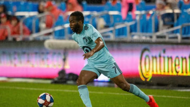 TORONTO, ON – APRIL 19: Kevin Molino (7) of Minnesota United moves the ball against Toronto FC during the second half on April 19,2019, at BMO Field in Toronto, ON, Canada. (Photo by Kevin Sousa/Icon Sportswire via Getty Images)