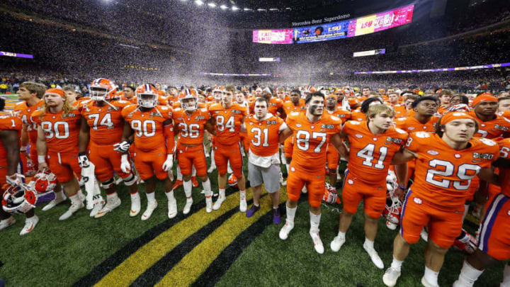 NEW ORLEANS, LOUISIANA - JANUARY 13: The Clemson Tigers react after being defeated 42-25 by LSU Tigers in the College Football Playoff National Championship game at Mercedes Benz Superdome on January 13, 2020 in New Orleans, Louisiana. (Photo by Kevin C. Cox/Getty Images)