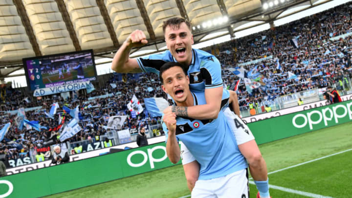 ROME, ITALY - FEBRUARY 29: Luiz Felipe Ramos and Patric Gil Gabarron of SS Lazio celebrates a winnig game after the Serie A match between SS Lazio and Bologna FC at Stadio Olimpico on February 29, 2020 in Rome, Italy. (Photo by Marco Rosi/Getty Images)