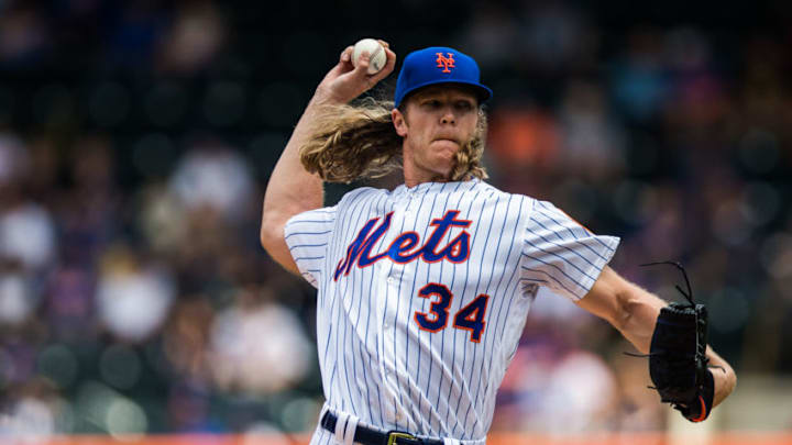 NEW YORK, NY – MAY 20: Noah Syndergaard #34 of the New York Mets pitches during the game against the Arizona Diamondbacks at Citi Field on Sunday May 20, 2018 in the Queens borough of New York City. (Photo by Rob Tringali/SportsChrome/Getty Images)