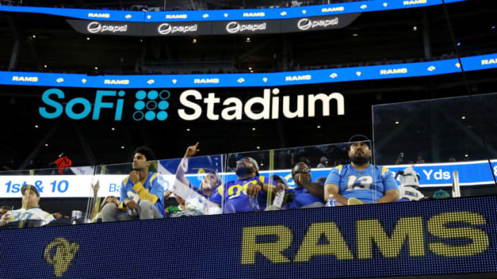 INGLEWOOD, CALIFORNIA - AUGUST 14: Fans look on during the preseason game between the Los Angeles Chargers and the Los Angeles Rams at SoFi Stadium on August 14, 2021 in Inglewood, California. (Photo by Katelyn Mulcahy/Getty Images)