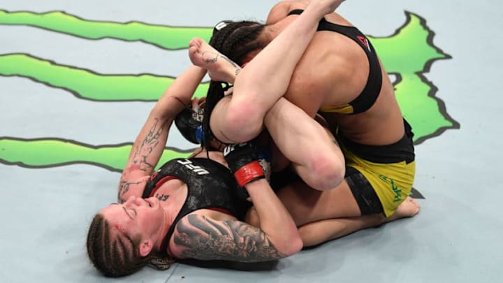 NEW YORK, NY - JANUARY 19: (L-R) Joanne Calderwood of Scotland attempts to submit Ariane Lipski of Brazil in their women's flyweight bout during the UFC Fight Night event at the Barclays Center on January 19, 2019 in the Brooklyn borough of New York City. (Photo by Josh Hedges/Zuffa LLC/Zuffa LLC via Getty Images) NEW YORK, NY - JANUARY 19: (L-R) Joanne Calderwood of Scotland attempts to submit Ariane Lipski of Brazil in their women's flyweight bout during the UFC Fight Night event at the Barclays Center on January 19, 2019 in the Brooklyn borough of New York City. (Photo by Josh Hedges/Zuffa LLC/Zuffa LLC via Getty Images)