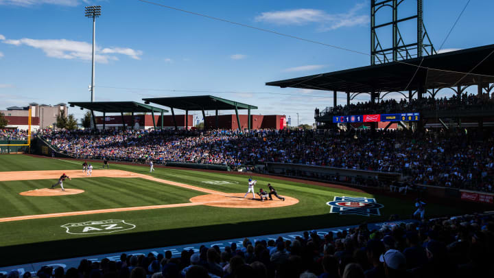 MESA, AZ – FEBRUARY 26: A general view during a spring training game between the Chicago Cubs and the Cleveland Indians at Sloan Park on February 26, 2017 in Mesa, Arizona. (Photo by Rob Tringali/Getty Images)