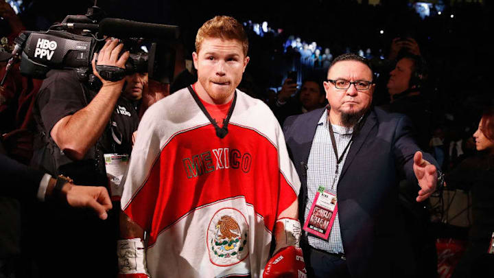 LAS VEGAS, NEVADA - MAY 07: Canelo Alvarez walks to the ring during the WBC middleweight title fight at T-Mobile Arena on May 7, 2016 in Las Vegas, Nevada. (Photo by Christian Petersen/Getty Images)
