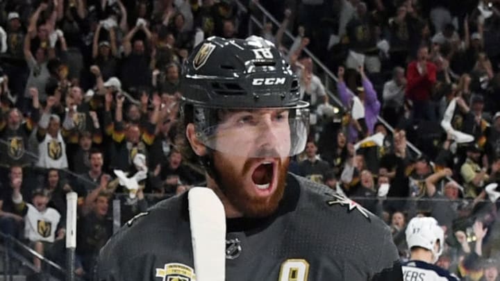 LAS VEGAS, NV – MAY 16: James Neal #18 of the Vegas Golden Knights celebrates after scoring a goal against the Winnipeg Jets in the second period of Game Three of the Western Conference Finals during the 2018 NHL Stanley Cup Playoffs at T-Mobile Arena on May 16, 2018, in Las Vegas, Nevada. The Golden Knights won 4-2. (Photo by Ethan Miller/Getty Images)